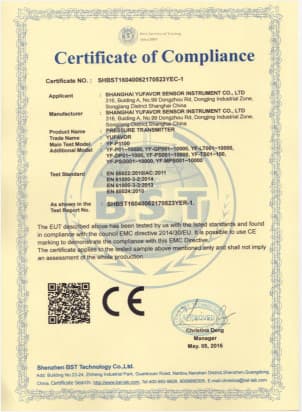 CE Certificate of Compliance