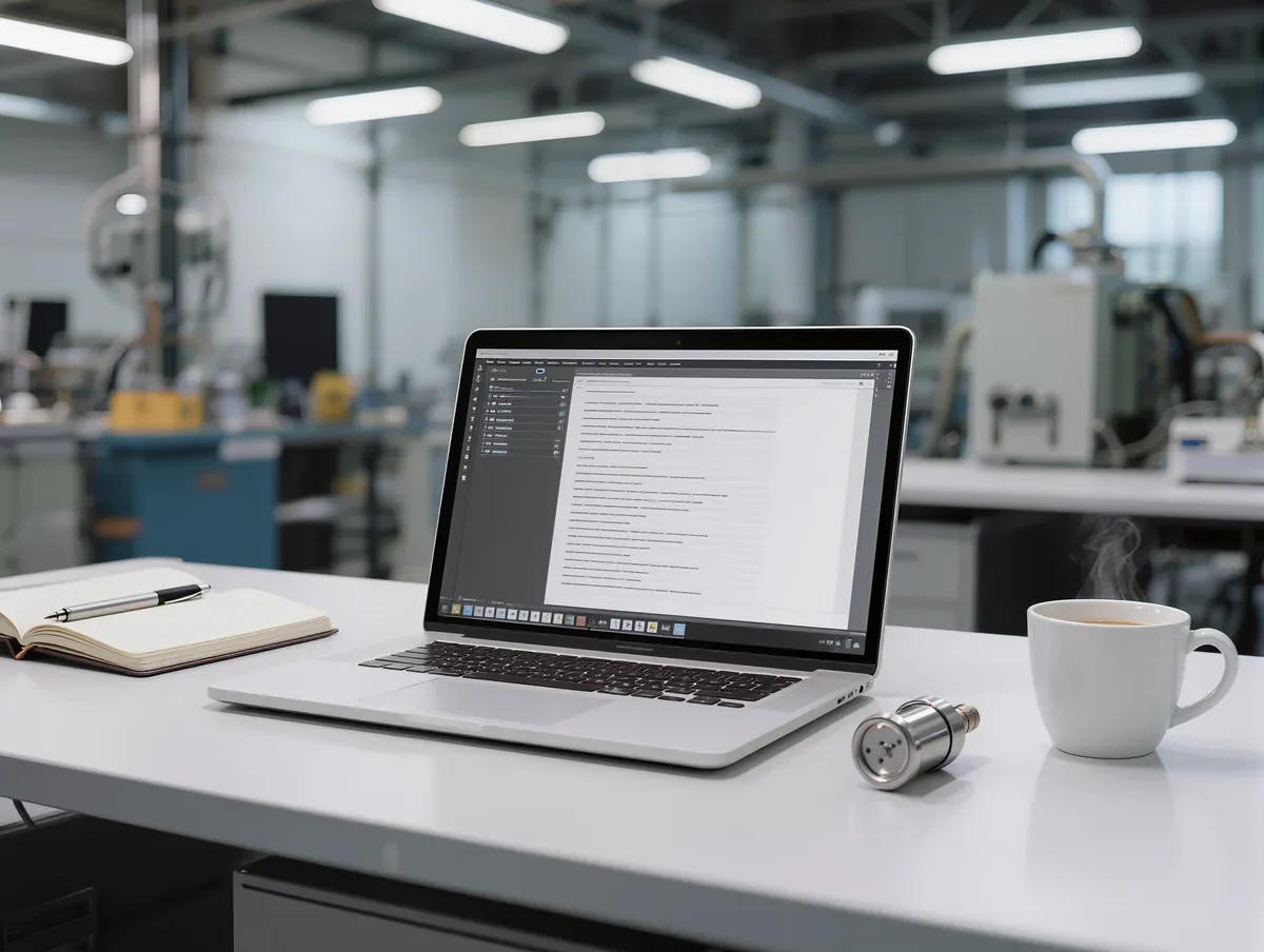 Engineering resource document on a laboratory desk