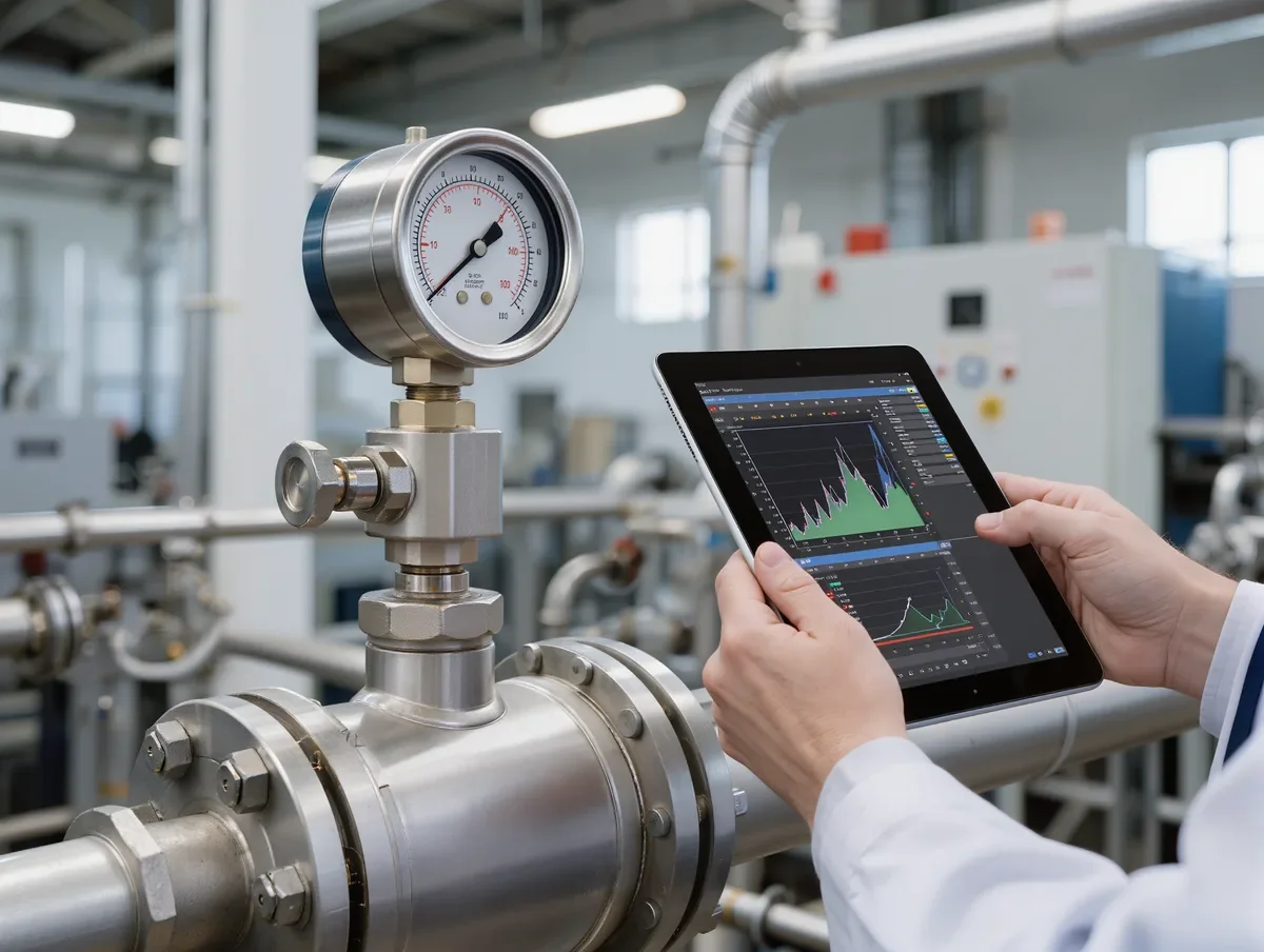 Pressure gauge and tablet monitoring data